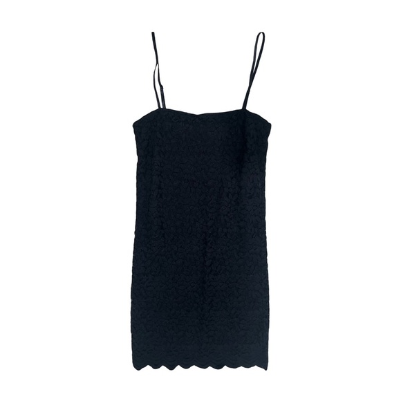 Zara Classic Black Lined Bodycon spaghetti Strap Lace Mini Dress | Size Small - Picture 4 of 8